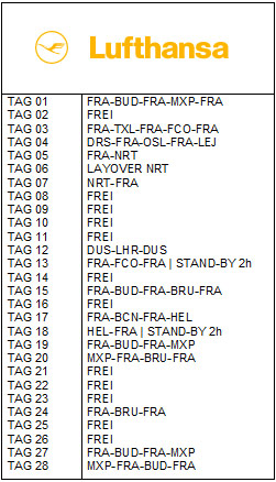 Flugbegleiter Dienstplan Lufthansa